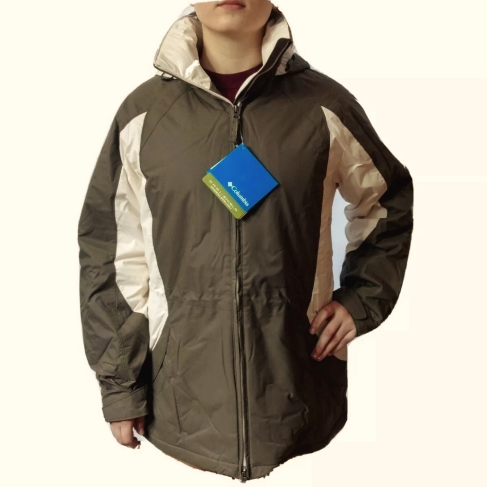 Columbia Coat Size S M Brown Cream Waterproof Hooded Ski Winter New Winter